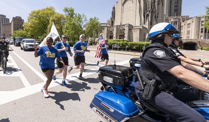Pitt Police participate in the Law Enforcement Torch Run for Special Olympics Pennsylvania.