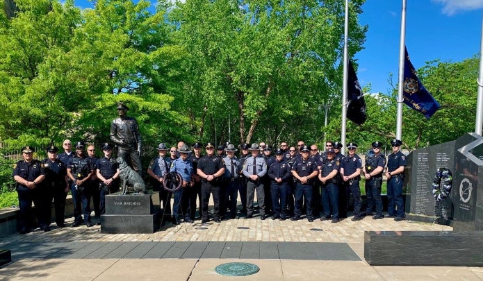 Police officers from several agencies were at the Allegheny County Law Enforcement Memorial on the North Shore.